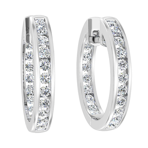 Золоті сережки-конго з доріжкою із діамантів (арт. С011317060б) – зображення 1