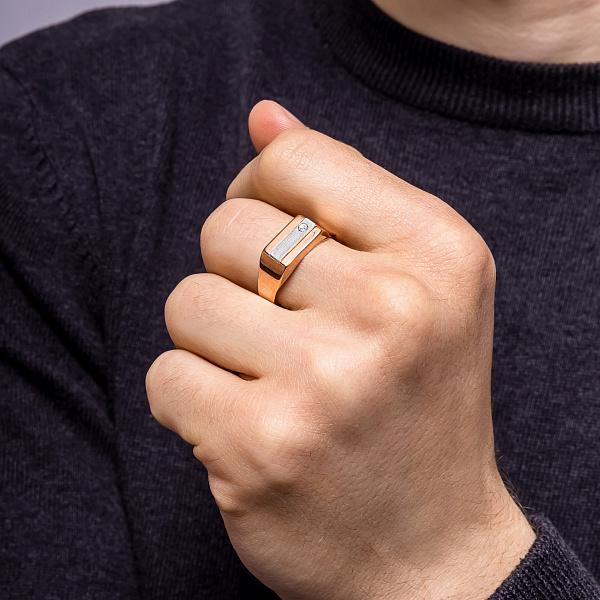 Золота печатка з фіанітом (арт. 180393кбм) – зображення 3