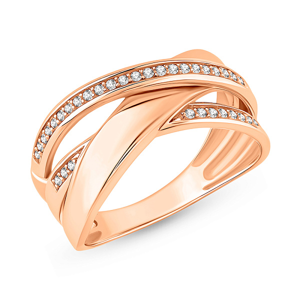 Массивное золотое кольцо с фианитами (арт. 156119) – изображение 1