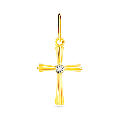Золотой крестик с белым фианитом (арт. 440458ж)