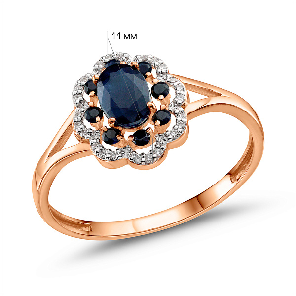 Каблучка золота з сапфіром та діамантами (арт. К011088с) – зображення 4