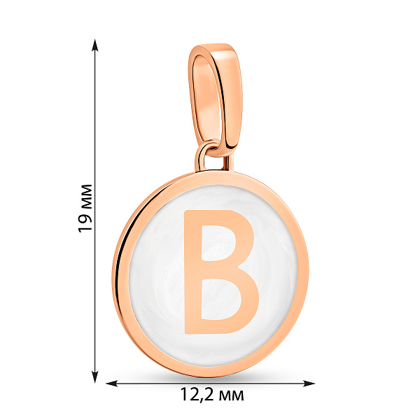 Кулон Буква В из красного золота с эмалью (арт. 440993еп) – изображение 3