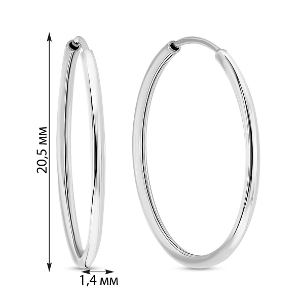 Серьги-кольца из белого золота (арт. 121900/20б) – изображение 4