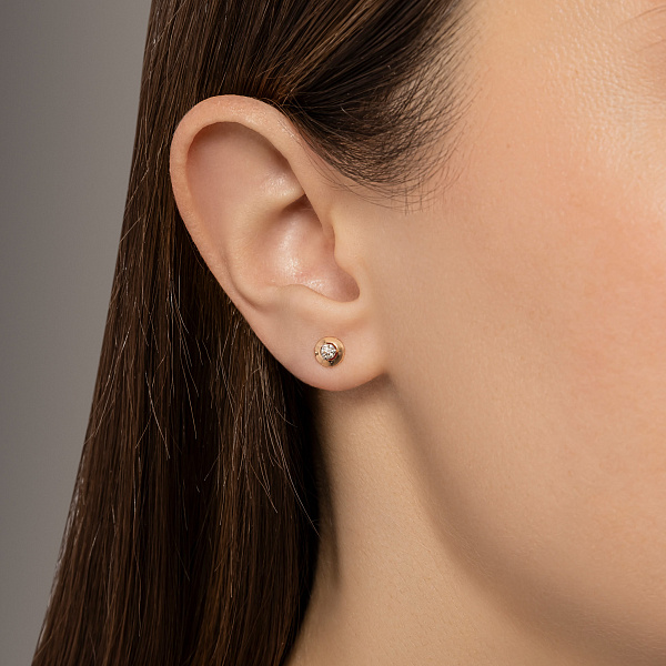 Золотые серьги пусеты с бриллиантами (арт. Т011059015) – изображение 2