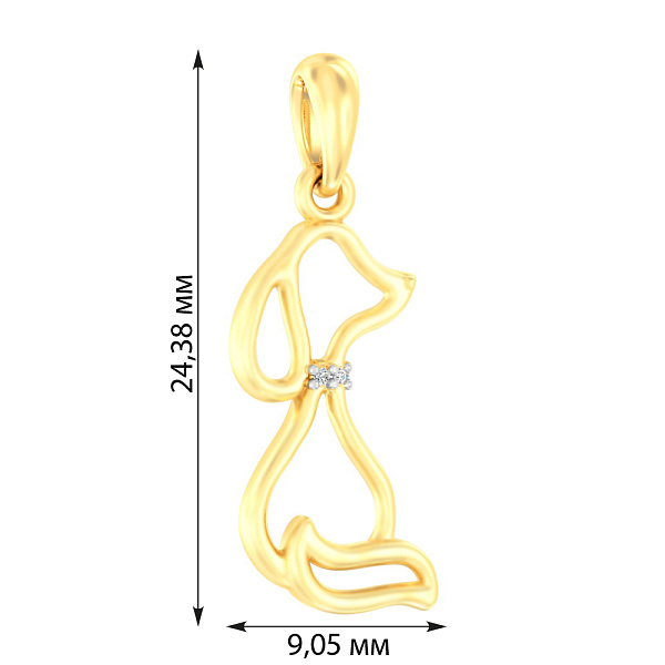 Золота підвіска Собачка з фіанітами (арт. 440612ж) – зображення 2