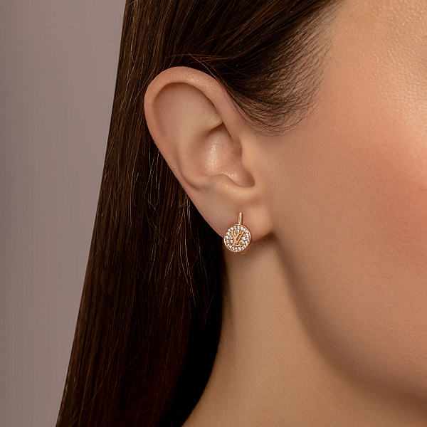 Сережки з червоного золота з фіанітами (арт. 110530) – зображення 2