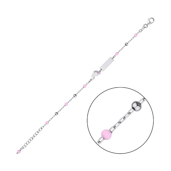 Серебряный браслет с розовой эмалью (арт. 7509/3625ер) – изображение 1