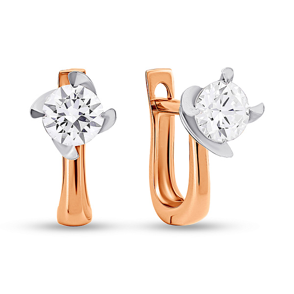 Сережки з червоного золота з фіанітами (арт. 103737) – зображення 1