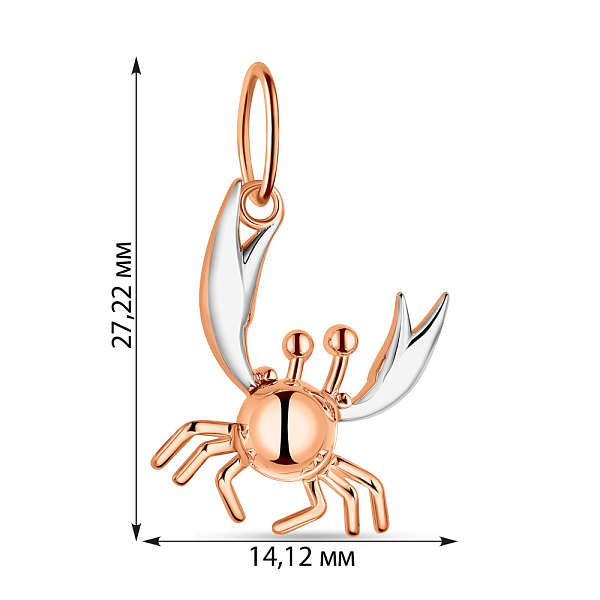 Золотой кулон Краб с родированием (арт. 424499р) – изображение 3