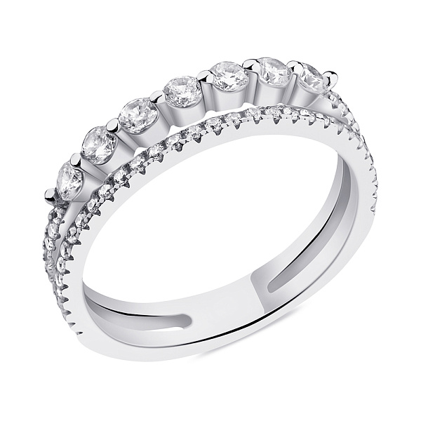 Двойное кольцо из серебра с фианитами (арт. 7501/6401) – изображение 1
