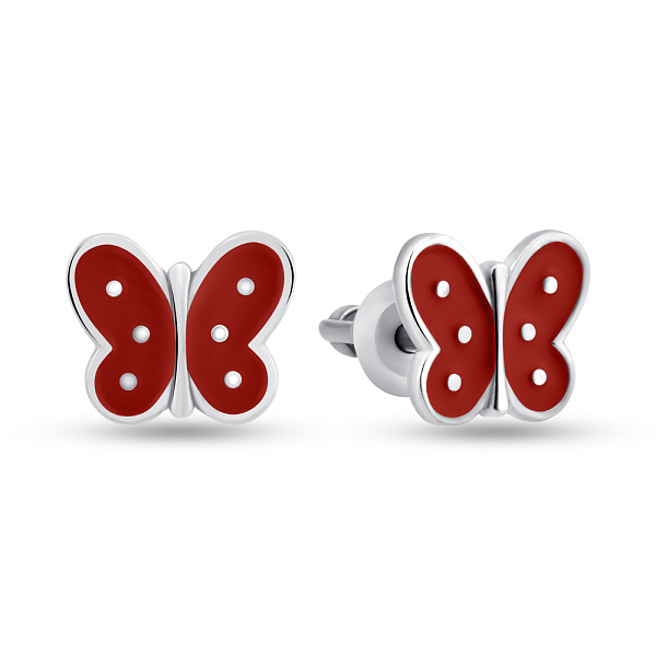 Детские серебряные сережки Бабочки (арт. 7518/1072вексю) – изображение 1