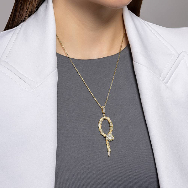 Золотий кулон Змія з фіанітами (арт. 424959жз) – зображення 2