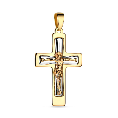 Золотой нательный крестик с распятием  (арт. 501377жб)
