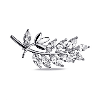 Серебряная брошь Веточка с фианитами (арт. 7505/219)