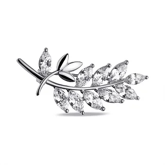 Срібна брошка Гілочка з фіанітами (арт. 7505/219)