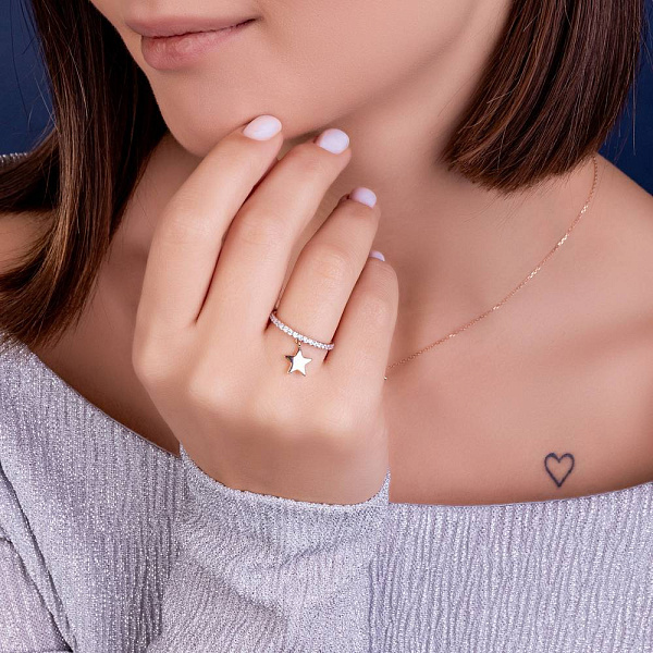 Золота каблучка з підвіскою (арт. 141266) – зображення 4