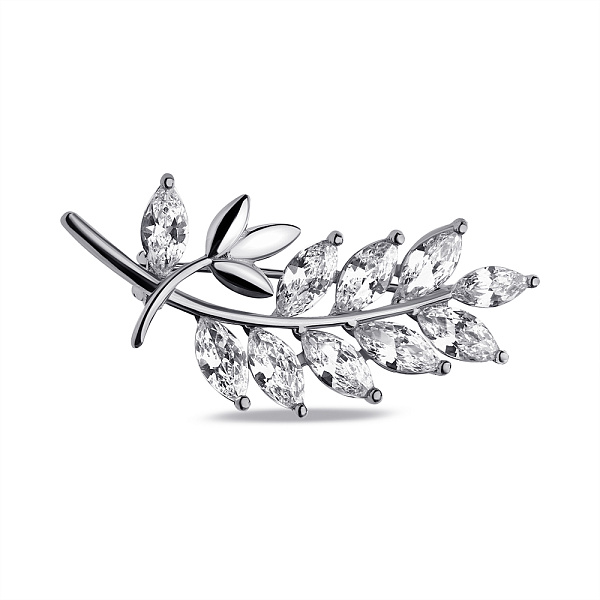 Срібна брошка Гілочка з фіанітами (арт. 7505/219) – зображення 1