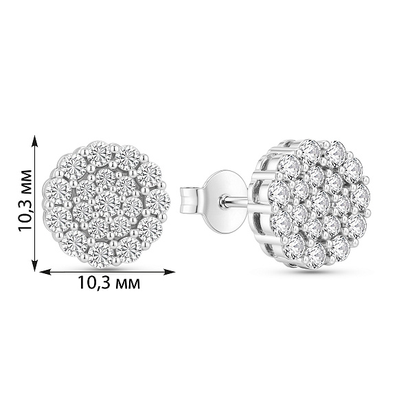 Серебряные серьги-пусеты с фианитами (арт. 7518/7450) – изображение 2