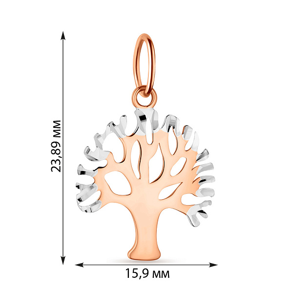 Золотой подвес "Дерево жизни" с родированием (арт. 424531р) – изображение 2