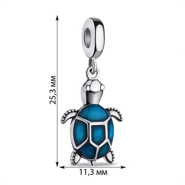 Серебряный шарм Черепашка с эмалью (арт. 7903/4239ес) – изображение 2
