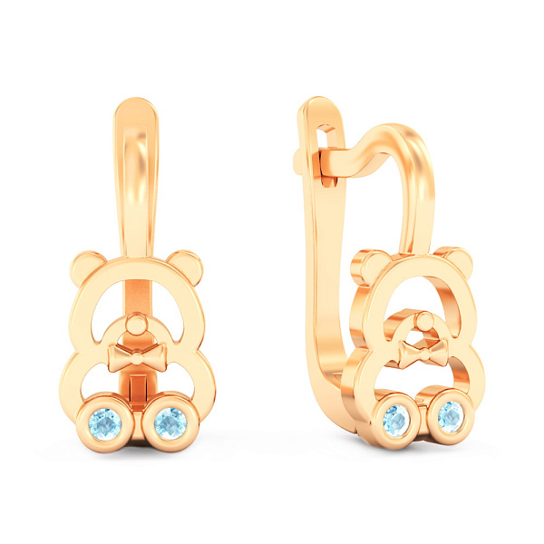 Сережки з червоного золота Ведмедики з фіанітами (арт. 111287г) – зображення 1