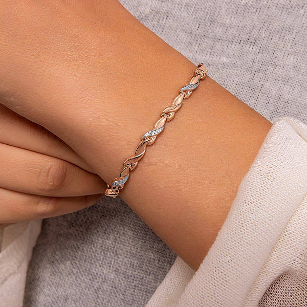 Золотой браслет в красном цвете металла с родированием (арт. 327032р) – изображение 3