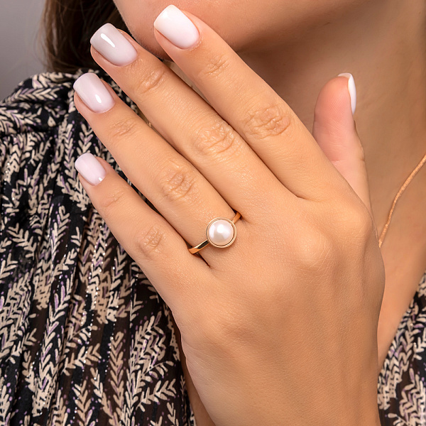 Золотое кольцо с жемчугом (арт. 141099) – изображение 3