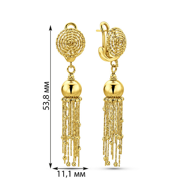 Золотые серьги-подвески Francelli (арт. 1091317ж) – изображение 4