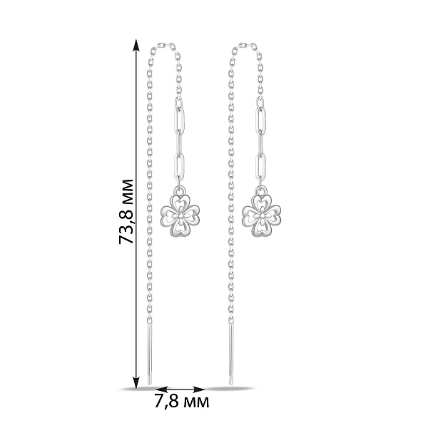 Серебряные серьги-протяжки цветок (арт. 7502/10411) – изображение 2