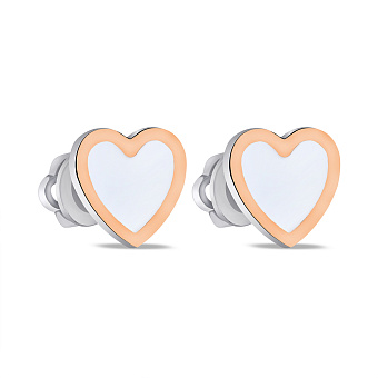 Серьги-пусеты из серебра Сердечки с эмалью (арт. 7218/757ебсю)