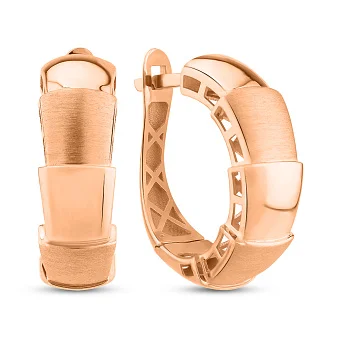 Сережки з червононого золота без каміння (арт. 1091777м)