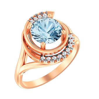 Золотое кольцо с топазом и фианитами (арт. 142000Пг)