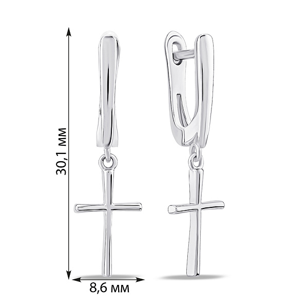 Серебряные серьги Крестик без камней (арт. 7502/9560/1) – изображение 2