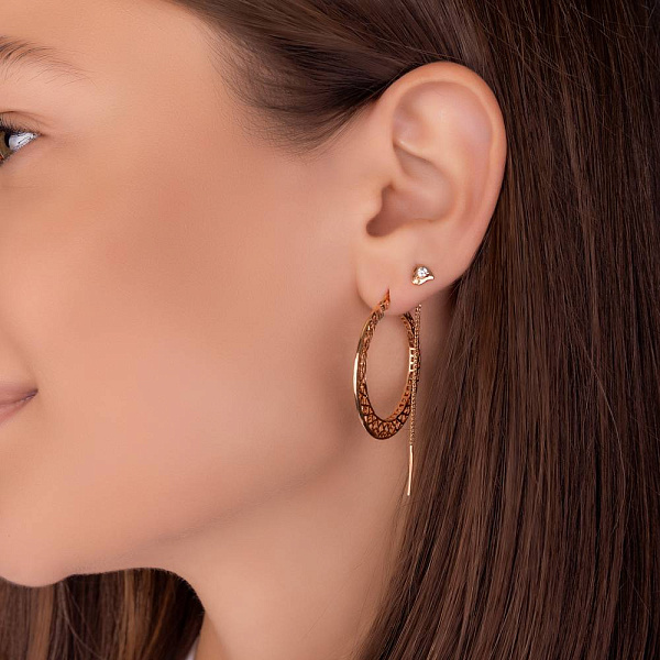 Серьги протяжки из золота Сердце с фианитами (арт. 101738) – изображение 3