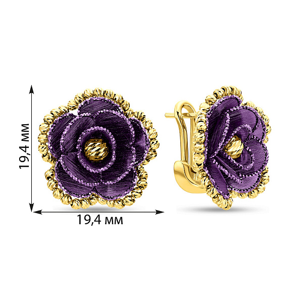 Золотые серьги Цветы Francelli из желтого золота (арт. 109730жф) – изображение 2