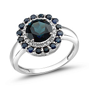 Фото Кольцо золотое с бриллиантами и драгоценными камнями (арт. К011143Пблс)