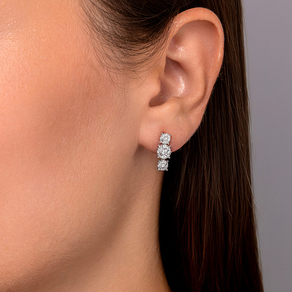 Серьги пусеты из белого золота с бриллиантами (арт. С341279040б) – изображение 3