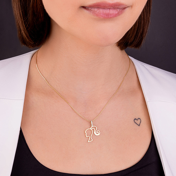 Подвес из желтого золота Барби с фианитами (арт. 440969ж) – изображение 2