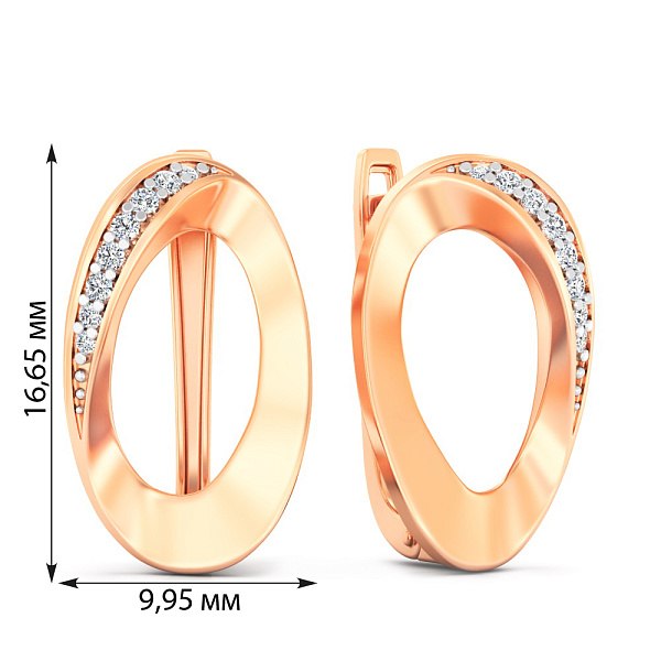 Серьги из красного золота с фианитами (арт. 1101105) – изображение 3