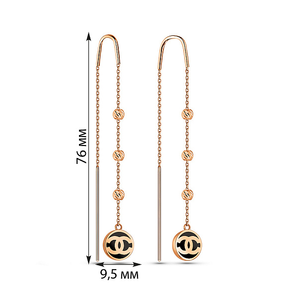 Серьги-протяжки из красного золота (арт. 108502еч) – изображение 2