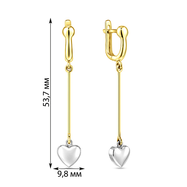 Золотые серьги с подвесками Сердечки (арт. 104677ж) – изображение 2