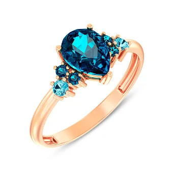 Кольцо из красного золота с топазом лондон (арт. 141119Пл)