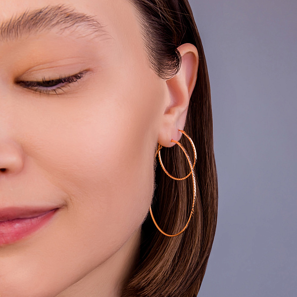 Сережки-кільця з червоного золота (арт. 121904/30) – зображення 2