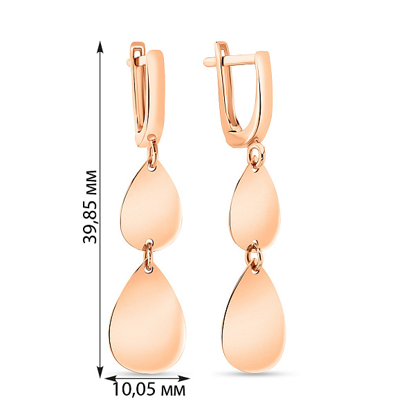 Золотые серьги-подвески без камней (арт. 108636) – изображение 2