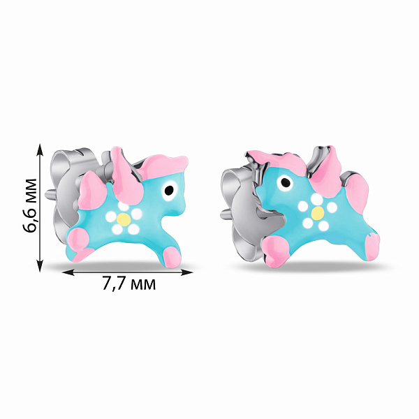 Детские серьги-пусеты из серебра с эмалью (арт. 7518/6204ег) – изображение 2