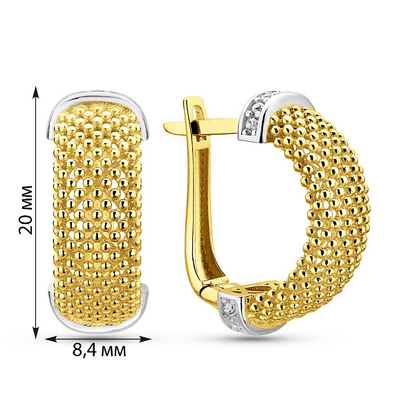 Серьги из желтого золота с фианитами (арт. 1092012жр) – изображение 2