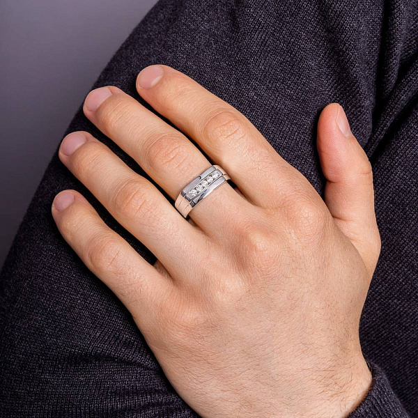 Печатка из белого золота с бриллиантами (арт. К341422030б) – изображение 2