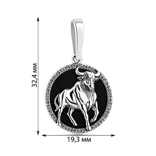 Серебряный кулон Телец с ониксом (арт. 7903/2490отл) – изображение 2