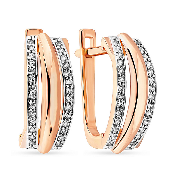 Сережки з червоного золота з фіанітами (арт. 108153) – зображення 1