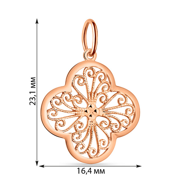 Золотой подвес в красном цвете металла (арт. 424462) – изображение 2